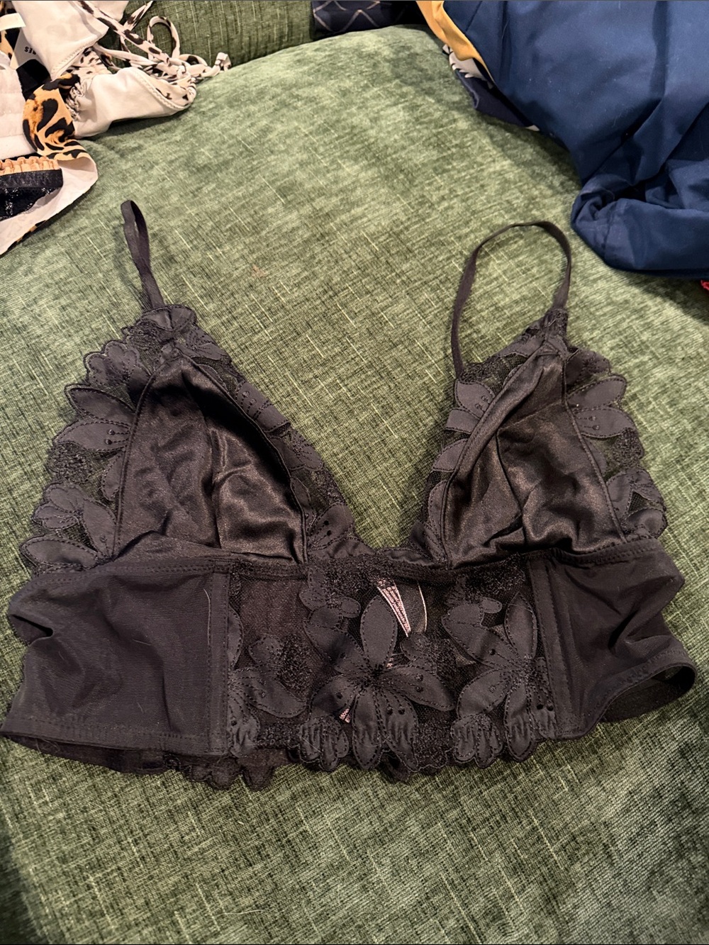 Victoria's Secret Black Lace Bralette with Floral Trim